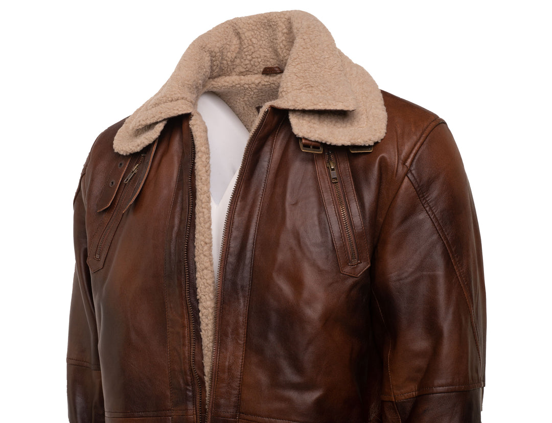 The Leather Shop Sherpa lined leather top coat 54 long